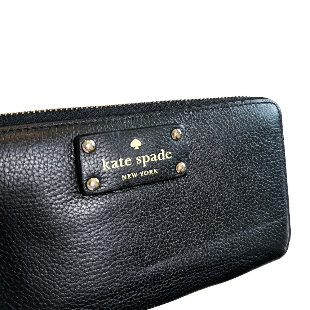 Kate Spade Berkshire Road Neda Long Zip Leather Wallet Black Gold Nude WLRU1885 - Picture 14 of 14